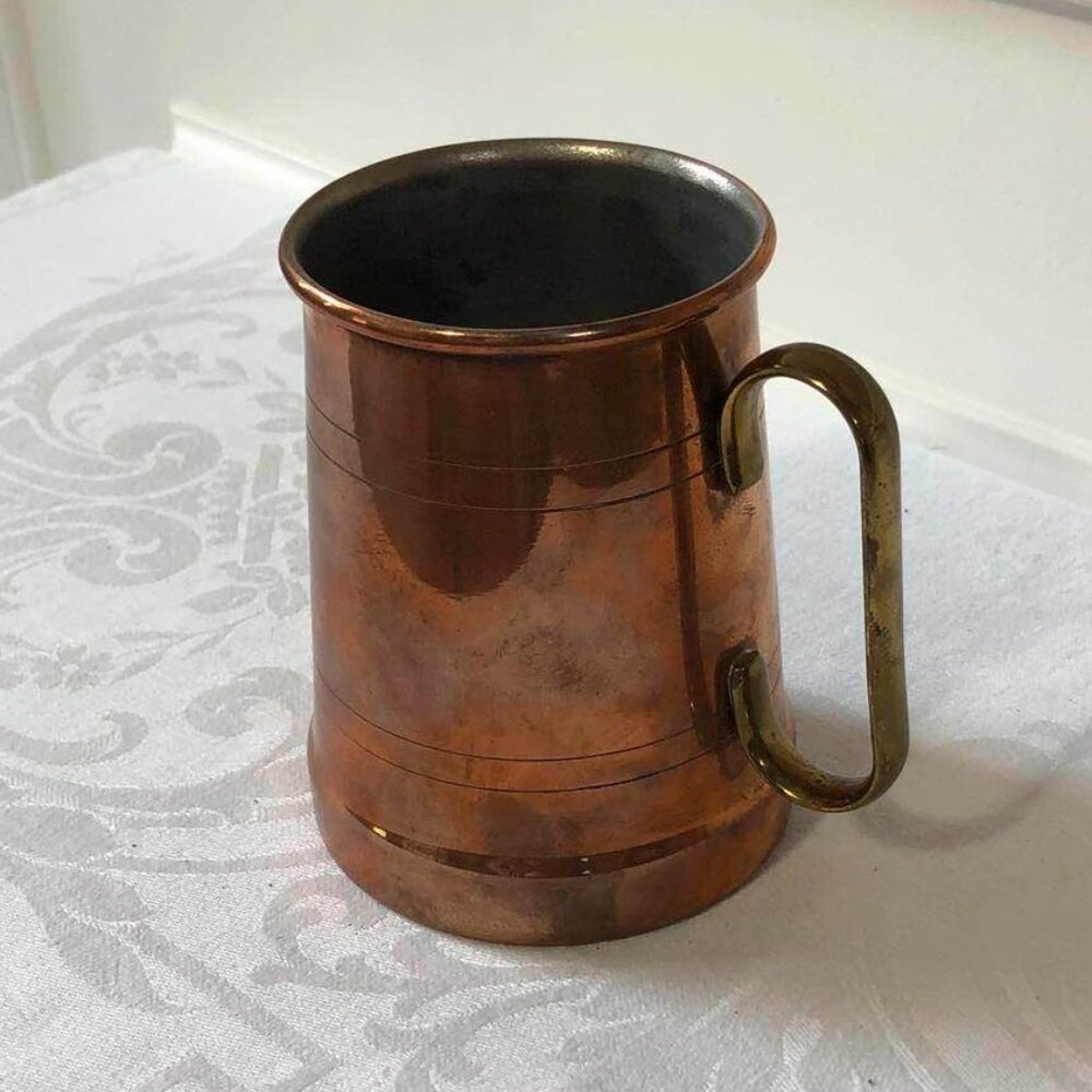 Copper tankard with brass handle - Picture 4 of 11